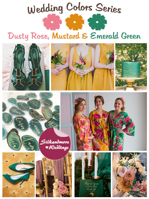 Dusty Rose, Mustard and Emerald Green Wedding Color Palette