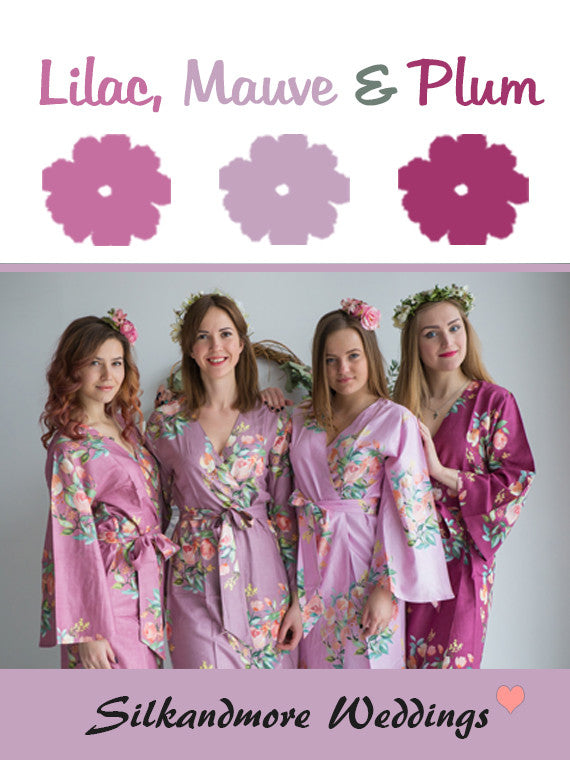 Lilac, Mauve and Plum Wedding Color Robes- Premium Rayon Collection