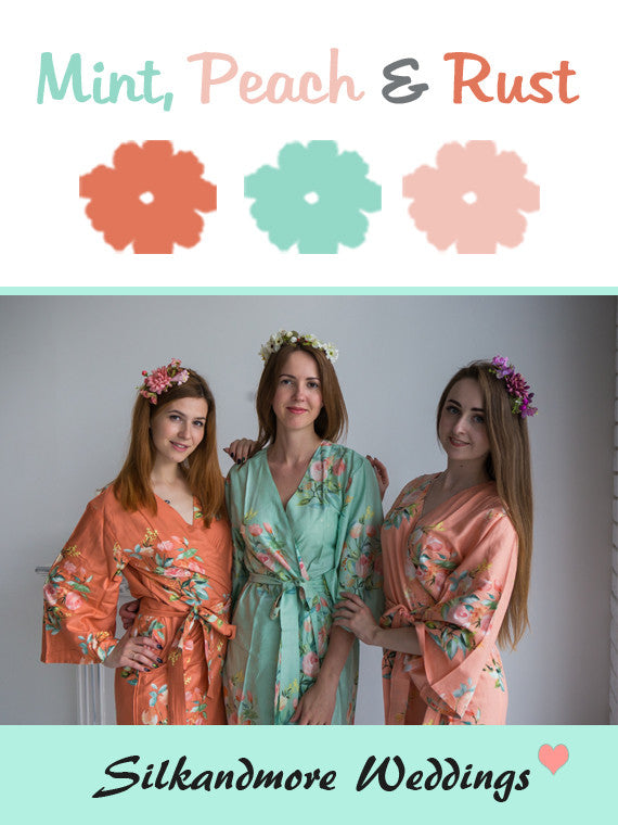 Mint, Peach and Rust Color Robes Premium Rayon Collection