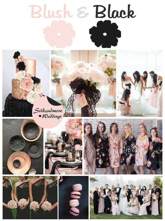 Blush & Black Wedding Color Robes - Premium Rayon Collection