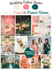 Ivory, Coral and Forest Green Wedding Color Palette