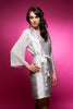 White Luxurious Silk Bridal Robe with Silk Chiffon Devore Sleeves