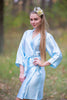 Plain Silk Robes for bridesmaids - Solid Light Blue Color | Getting Ready Bridal Robes