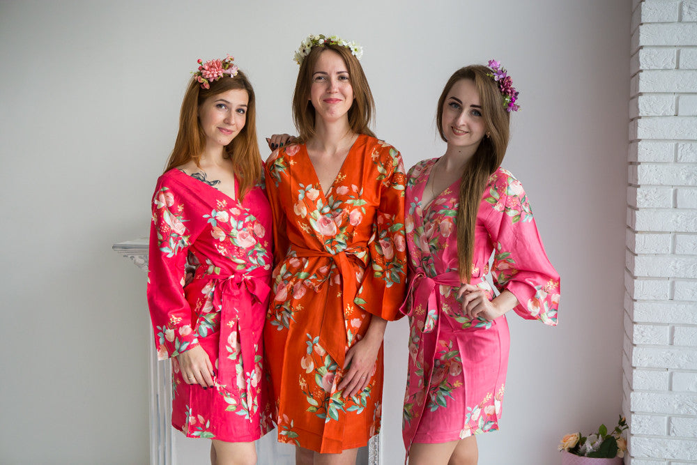 Tangerine, Orange, Fuchsia and Strawberry Wedding Color Robes - Premium Rayon Collection
