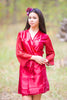 Maroon Luxurious Silk Robe with Silk Chiffon Devore Sleeves