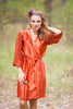 Rust Luxurious Silk Robe with Silk Chiffon Devore Sleeves