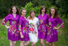 Purple One long flower pattered Robes for bridesmaids | Getting Ready Bridal Robes