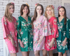 Forest Green and Shades of Pink Wedding Color Robes - Premium Rayon Collection 