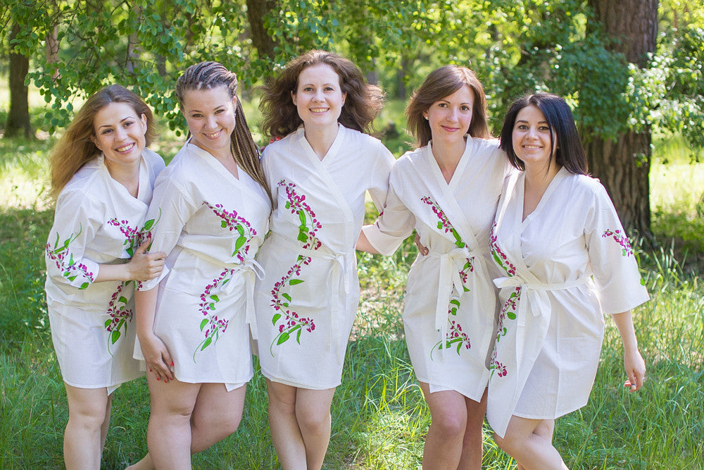 White Climbing Vines Robes for bridesmaids