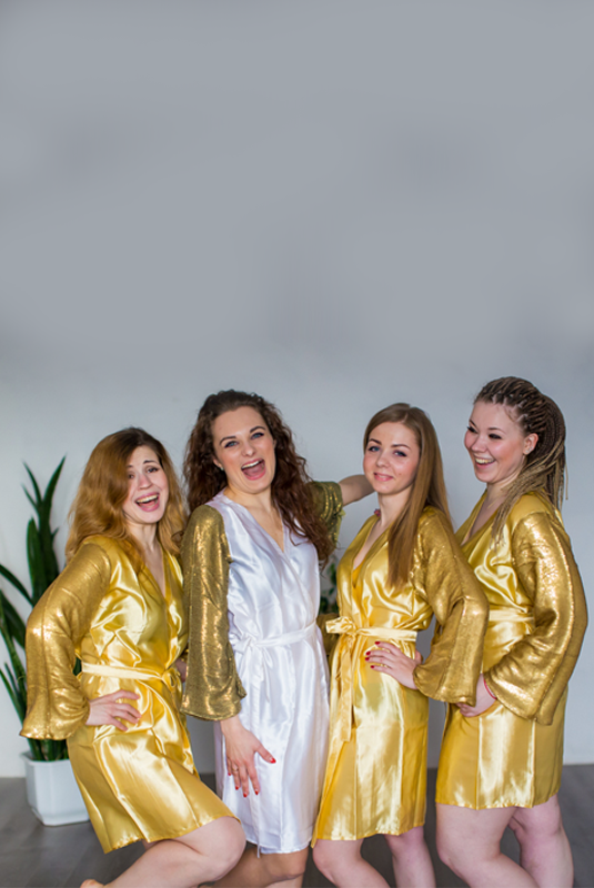 Royal Gold Shimmery-Sparkly Robes for bridesmaids | Getting Ready Bridal Robes