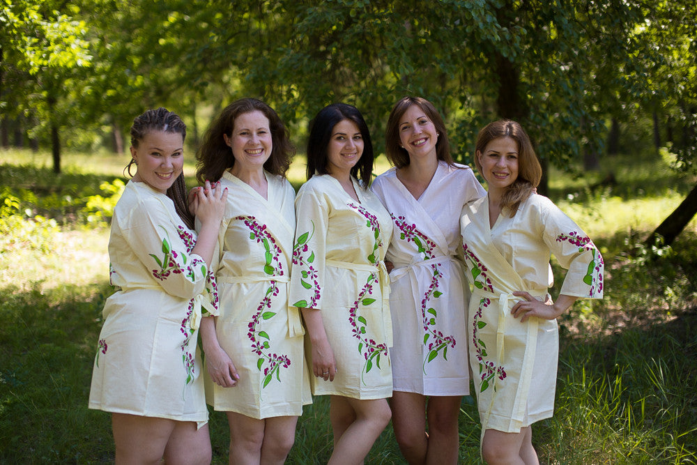 Light Yellow Climbing Vines Robes for bridesmaids