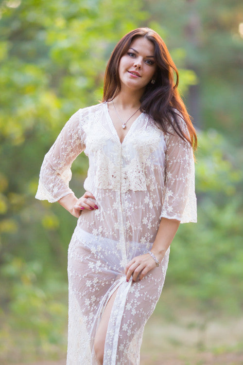 Oh Andrea Ivory Lace Bridal Boudoir Robe