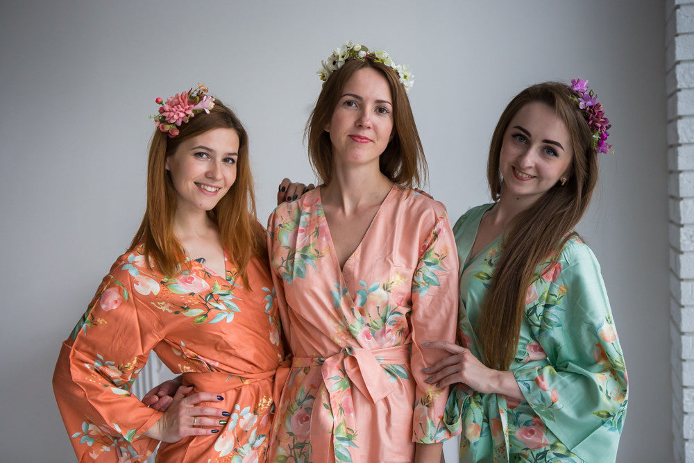Aqua Mint, Peach and Rust Color Robes - Premium Rayon Collection