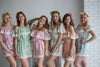 Off the Shoulder Lace Trimmed Mismatched Bridesmaids Rompers in Dreamy Angel Song Pattern