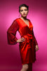 Ruby Red Luxurious Silk Robe with Silk Chiffon Devore Sleeves