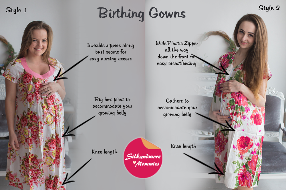 White Floral Birthing Gowns
