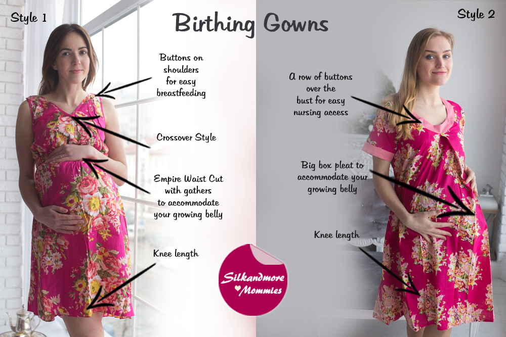 Magenta Floral Birthing Gowns 