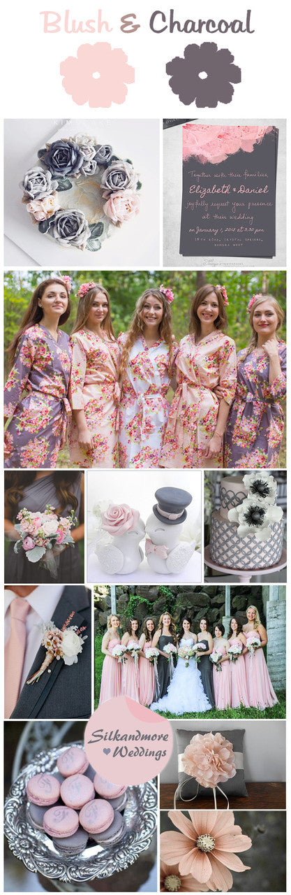 Charcoal Gray and Blush Wedding Colors Palette