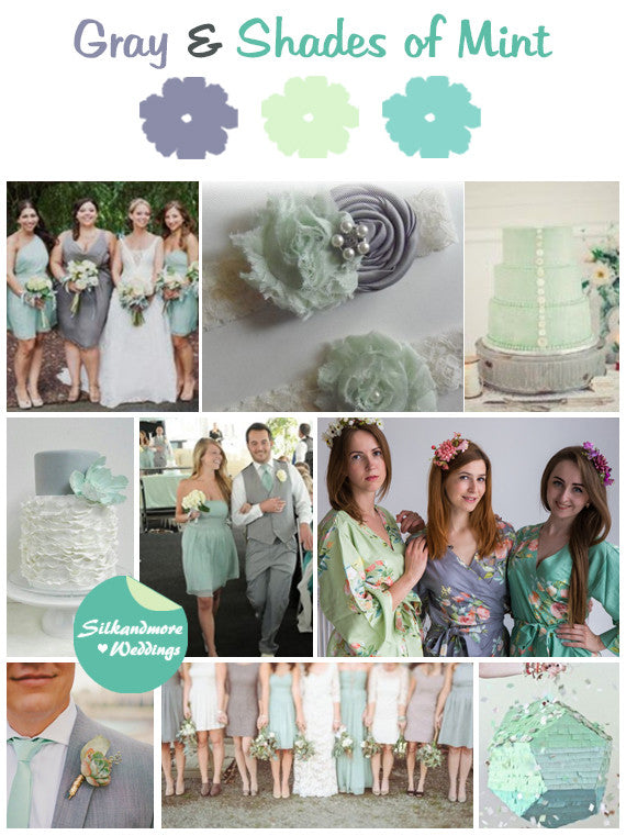 Gray and Shades of Mint Color Robes - Premium Rayon Collection