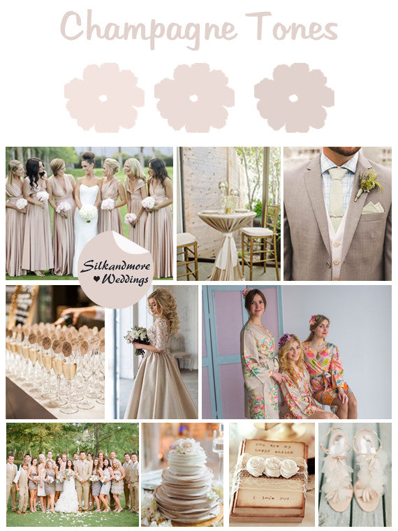 Champagne Tones Wedding Color Robes - Premium Rayon Collection