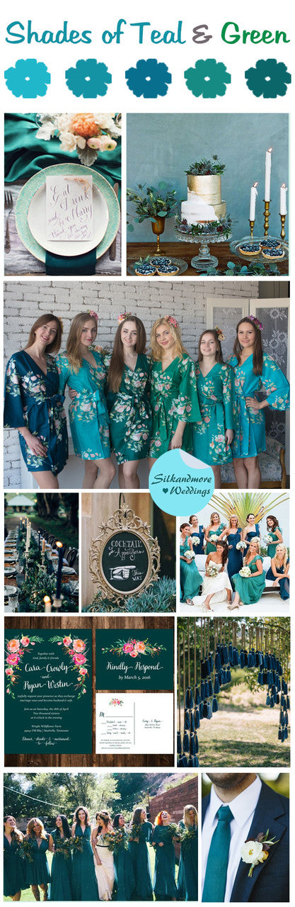 Shades of Teal and Green Wedding Color Robes - Premium Rayon Collection