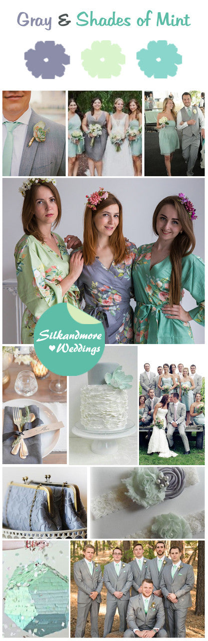Gray and Shades of Mint Color Robes - Premium Rayon Collection