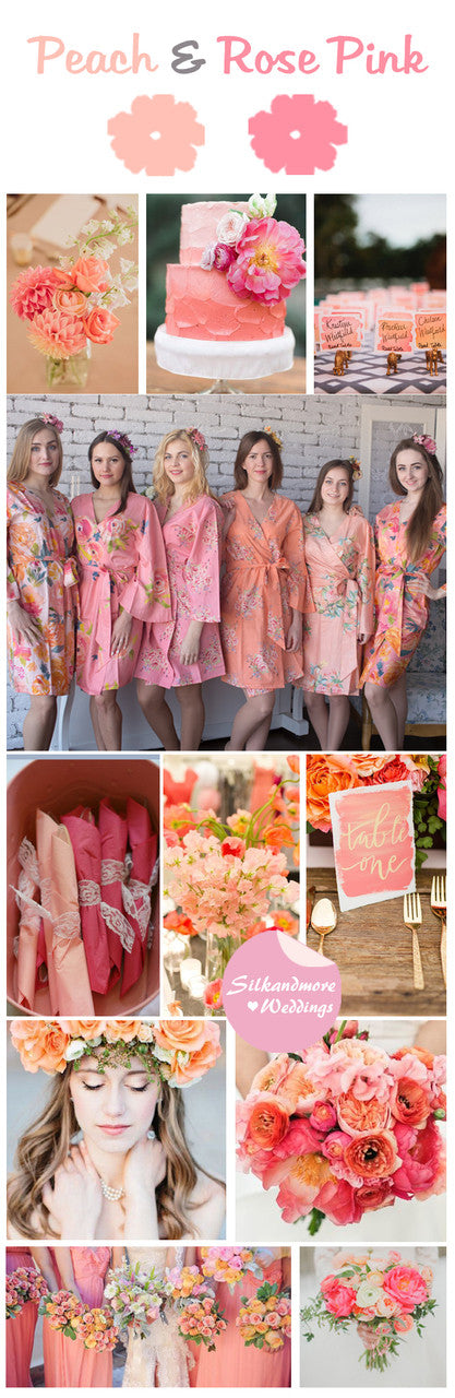 Peach and Rose Pink Wedding Color Robes - Premium Rayon Collection