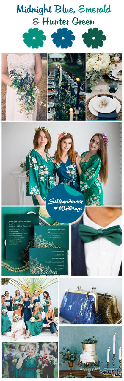 Midnight Blue, Emerald and Hunter Green Wedding Color Palette