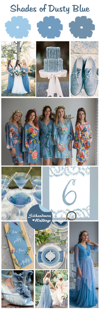 Shades of Dusty Blue Wedding Color Robes - Premium Rayon Collection