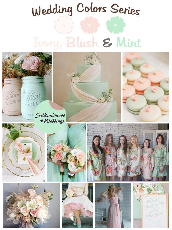 Ivory, Blush and Mint Wedding Colors Palette
