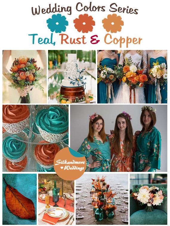 Teal, Rust and Copper Wedding Color Palette