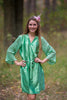 Green Luxurious Silk Robe with Silk Chiffon Devore Sleeves