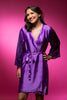 Purple Luxurious Silk Robe with Silk Chiffon Devore Sleeves