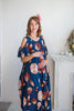 Mommies in Navy Blue Floral Maxi Dresses