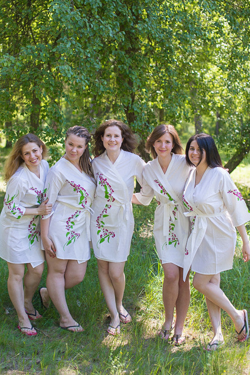 White Climbing Vines Robes for bridesmaids