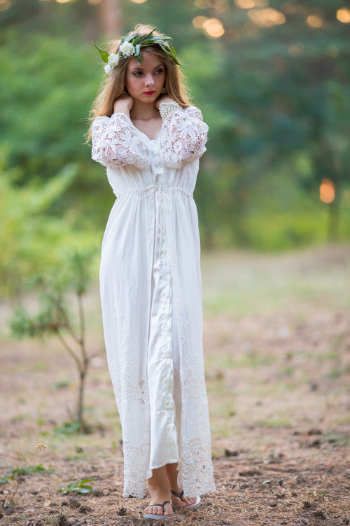 Oh Callie White Lace Bridal Robe