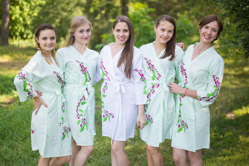 Mint Climbing Vines Robes for bridesmaids