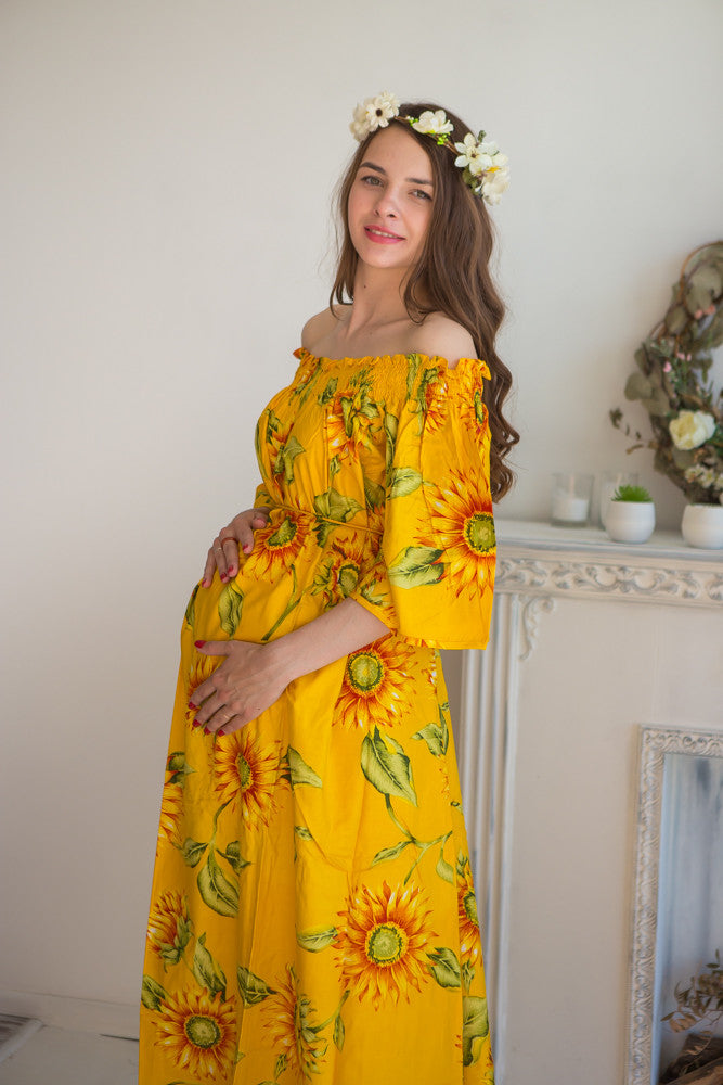 Mommies in Sunflower Maxi Dresses