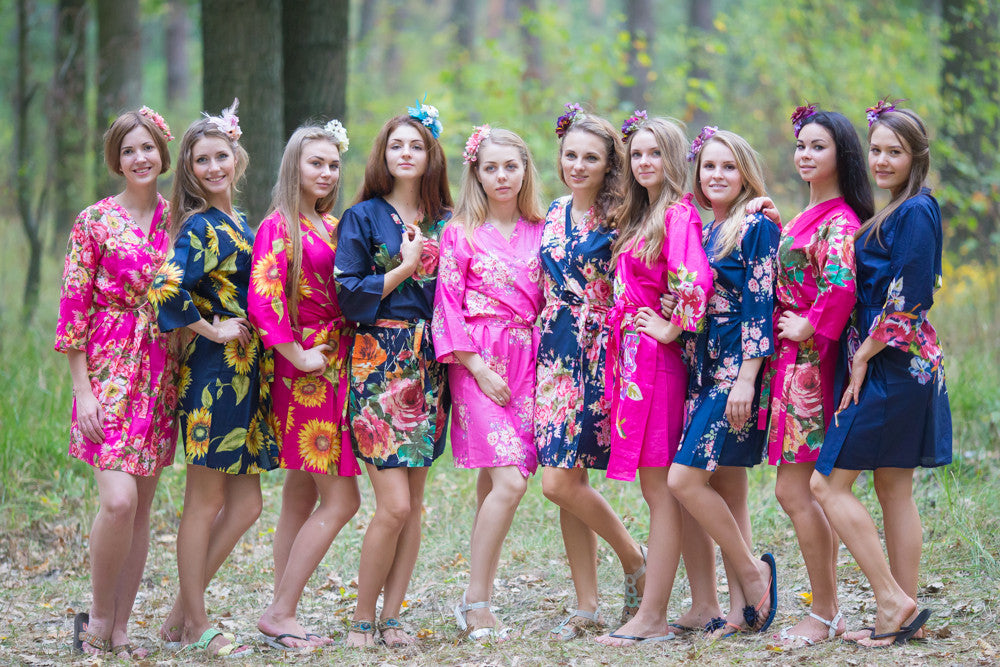 Navy Blue, Fuchsia Pink and Magenta Wedding Color Robes