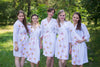 White Falling Daisies pattered Robes for bridesmaids | Getting Ready Bridal Robes