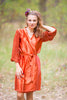Rust Luxurious Silk Robe with Silk Chiffon Devore Sleeves