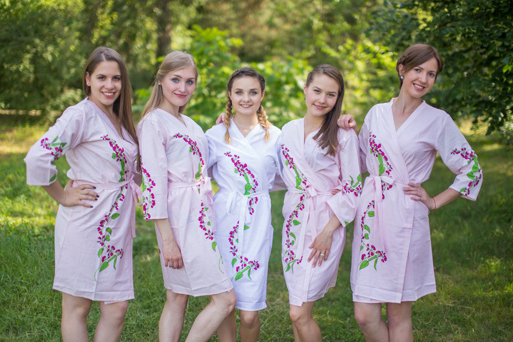 Pink Climbing Vines Robes for bridesmaids