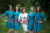 Teal One long flower pattered Robes for bridesmaids | Getting Ready Bridal Robes