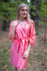Watermelon Pink Luxurious Silk Robe with Silk Chiffon Devore Sleeves