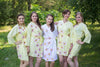 Light Yellow Falling Daisies pattered Robes for bridesmaids | Getting Ready Bridal Robes