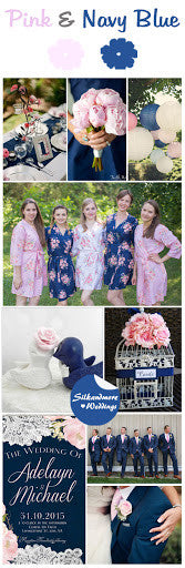 Navy Blue and Pink Wedding Color Robes