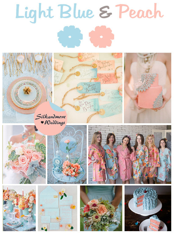 Light Blue and Peach Wedding Color Robes - Premium Rayon Collection