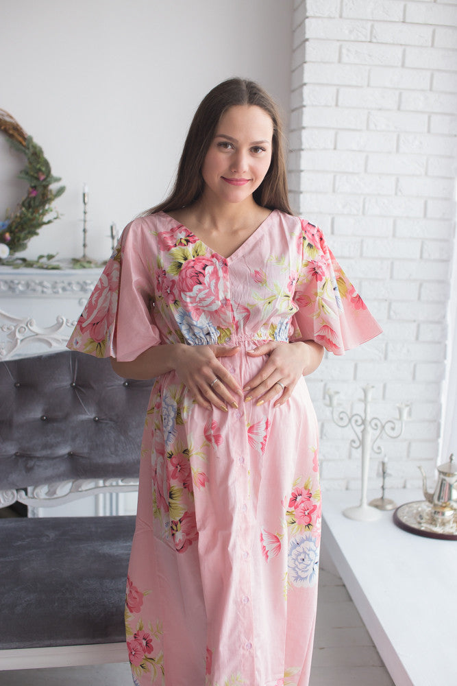 Mommies in Pink Maternity Caftans