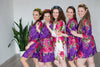 Purple Large Fuchsia Floral Blossoms Robes for bridesmaids | Getting Ready Bridal Robes