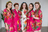 Magenta Large Floral Blossom Robes for bridesmaids | Getting Ready Bridal Robes